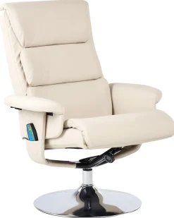 Poltrona massaggiante LEGEND con poggiapiedi Pelle sintetica Beige chiaro