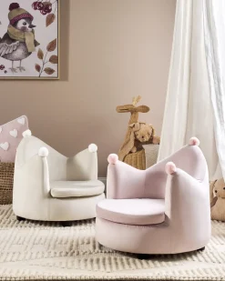 Poltrona per Bambini Corona VEGA Velluto Rosa pastello