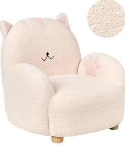 Poltrona per Bambini Gatto ZOAR Bouclé Bianco sporco
