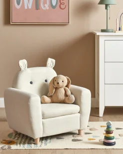 Poltrona per Bambini Ippopotamo MARIBO Tessuto Bianco sporco
