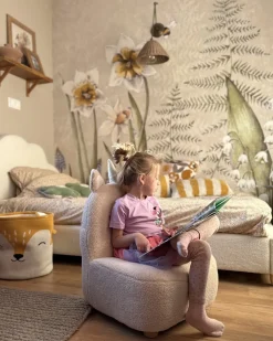 Poltrona per Bambini Unicorno LULEA Bouclé Beige chiaro
