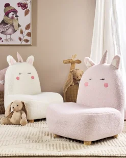 Poltrona per Bambini Unicorno LULEA Bouclé Bianco sporco