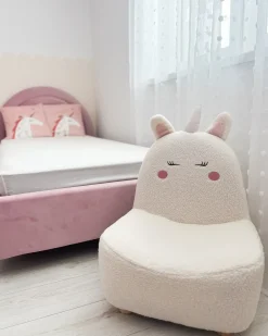 Poltrona per Bambini Unicorno LULEA Bouclé Bianco sporco