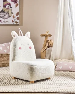 Poltrona per Bambini Unicorno LULEA Bouclé Bianco sporco