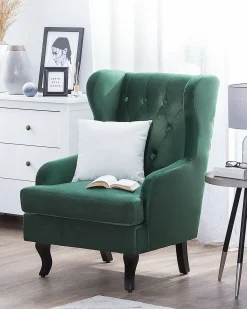 Poltrona ALTA Velluto Verde scuro