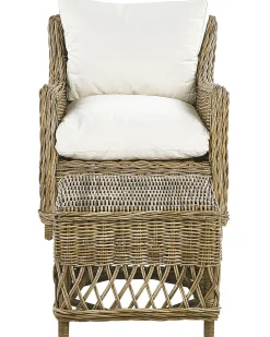Poltrona da giardino RIBOLLA con poggiapiedi Rattan Naturale