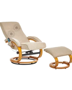 Poltrona massaggiante HERO con poggiapiedi Tessuto Beige