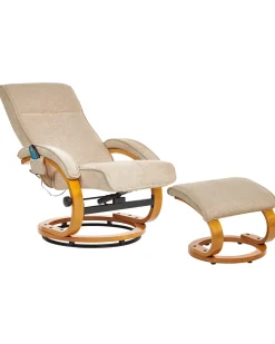 Poltrona massaggiante HERO con poggiapiedi Tessuto Beige