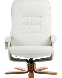 Poltrona massaggiante RELAXPRO con poggiapiedi Pelle sintetica Bianco sporco