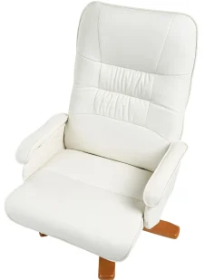 Poltrona massaggiante RELAXPRO con poggiapiedi Pelle sintetica Bianco sporco