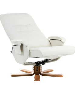 Poltrona massaggiante RELAXPRO con poggiapiedi Pelle sintetica Bianco sporco