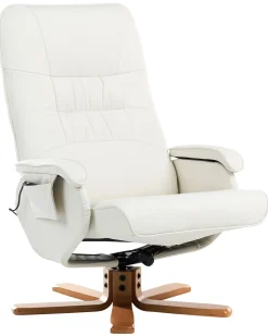 Poltrona massaggiante RELAXPRO con poggiapiedi Pelle sintetica Bianco sporco