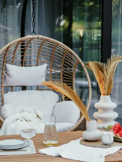 Poltrona sospesa con supporto da pavimento ASPIO Rattan sintetico (PE) Naturale