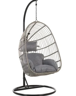 Poltrona sospesa con supporto da pavimento CASOLI Rattan sintetico (PE) Grigio