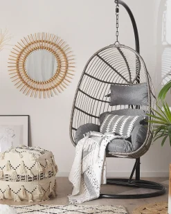 Poltrona sospesa con supporto da pavimento CASOLI Rattan sintetico (PE) Grigio
