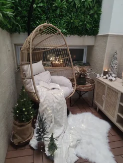 Poltrona sospesa con supporto da pavimento CASOLI Rattan sintetico (PE) Naturale
