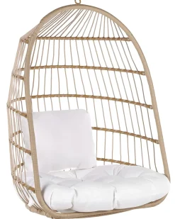 Poltrona sospesa con supporto da pavimento ALLERA Rattan sintetico (PE) Beige