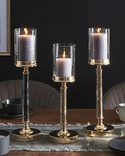 Portacandele ABBEVILLE Vetro 41 cm Oro