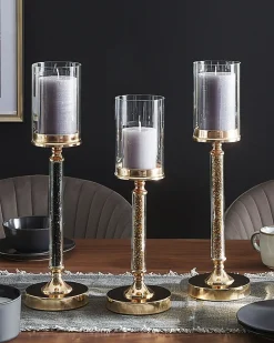 Portacandele ABBEVILLE Vetro 41 cm Oro