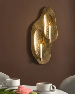 Portacandele da parete PENICHE Metallo 60 cm Oro