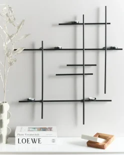 Portacandele da parete PORTO 74 cm Nero