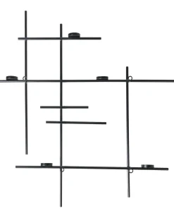 Portacandele da parete PORTO 74 cm Nero