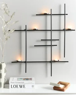 Portacandele da parete PORTO 74 cm Nero