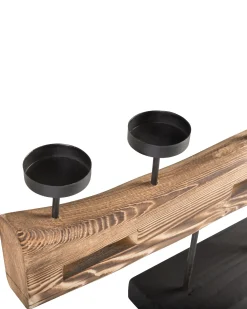 Portacandele GUATEMALA Legno di pino 36 cm Marrone