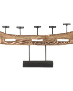 Portacandele GUATEMALA Legno di pino 36 cm Marrone