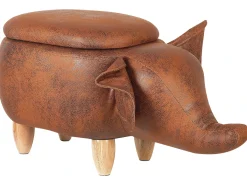 Pouf animaletto contenitore ELEPHANT Pelle sintetica Marrone scuro Elefante