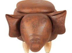 Pouf animaletto contenitore ELEPHANT Pelle sintetica Marrone scuro Elefante