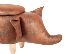 Pouf animaletto contenitore ELEPHANT Pelle sintetica Marrone scuro Elefante