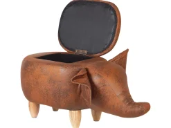Pouf animaletto contenitore ELEPHANT Pelle sintetica Marrone scuro Elefante