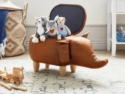 Pouf animaletto contenitore ELEPHANT Pelle sintetica Marrone scuro Elefante