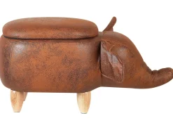 Pouf animaletto contenitore ELEPHANT Pelle sintetica Marrone scuro Elefante