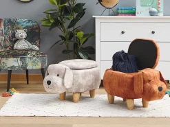 Pouf animaletto contenitore DOGGY Velluto Beige Cane
