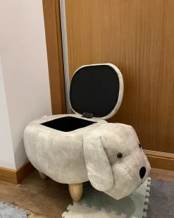 Pouf animaletto contenitore DOGGY Velluto Beige Cane