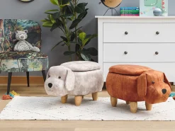 Pouf animaletto contenitore DOGGY Velluto Beige Cane