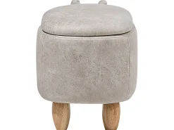 Pouf animaletto contenitore HIPPO Pelle sintetica Grigio chiaro Ippopotamo