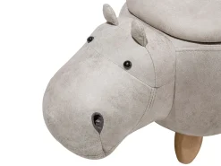 Pouf animaletto contenitore HIPPO Pelle sintetica Grigio chiaro Ippopotamo