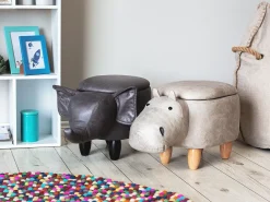 Pouf animaletto contenitore HIPPO Pelle sintetica Grigio chiaro Ippopotamo