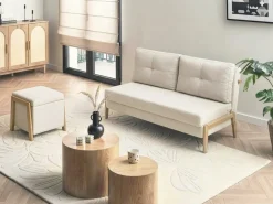 Pouf contenitore EDLAND Tessuto 45 cm 43 cm Beige chiaro