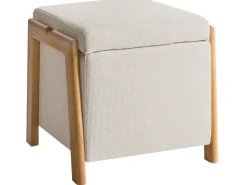 Pouf contenitore EDLAND Tessuto 45 cm 43 cm Beige chiaro