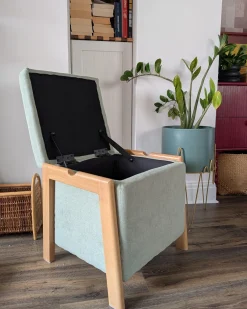Pouf contenitore EDLAND Tessuto 45 cm 43 cm Verde chiaro