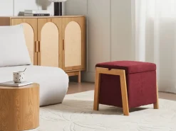 Pouf contenitore EDLAND Tessuto 45 cm 43 cm Bordeaux