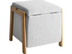 Pouf contenitore EDLAND Tessuto 45 cm 43 cm Grigio chiaro