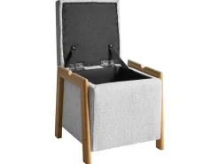 Pouf contenitore EDLAND Tessuto 45 cm 43 cm Grigio chiaro