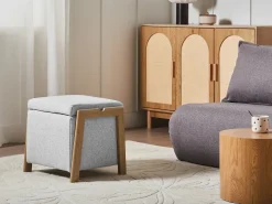 Pouf contenitore EDLAND Tessuto 45 cm 43 cm Grigio chiaro