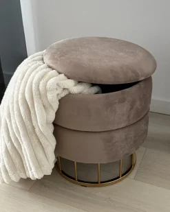 Pouf contenitore ELGIN Velluto Tortora