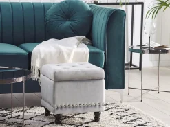 Pouf contenitore LORETTO Velluto Grigio chiaro